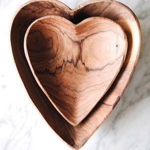 Anthropologie x Connected Goods Wild Olive Wood Heart Serving Plates